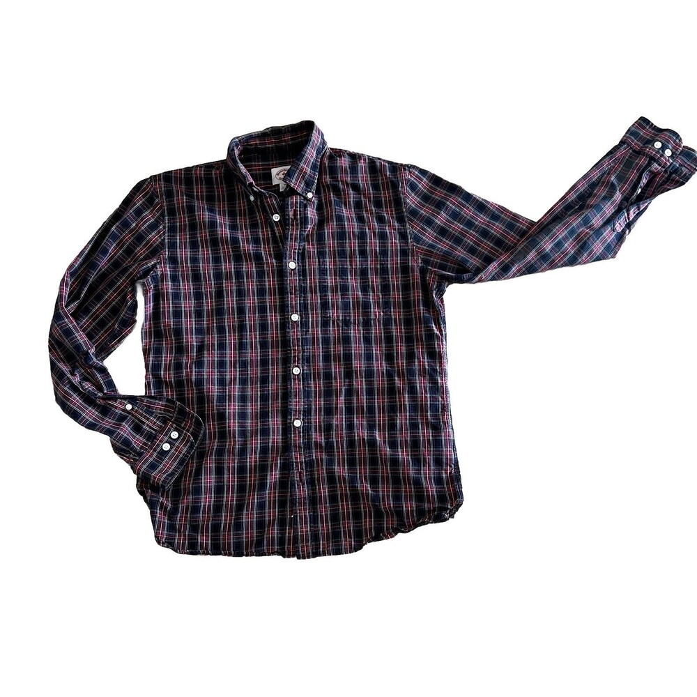 Brooks Brothers Mens Shirt Medium Tartan red black Plaid Check Red Fleece cotton